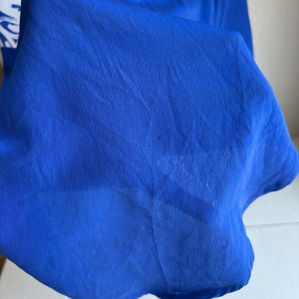 Maeve Anthro Silk 0 Blouse Sleeveless Button Carissa & Cobalt Colorbock Collar - Picture 6 of 10